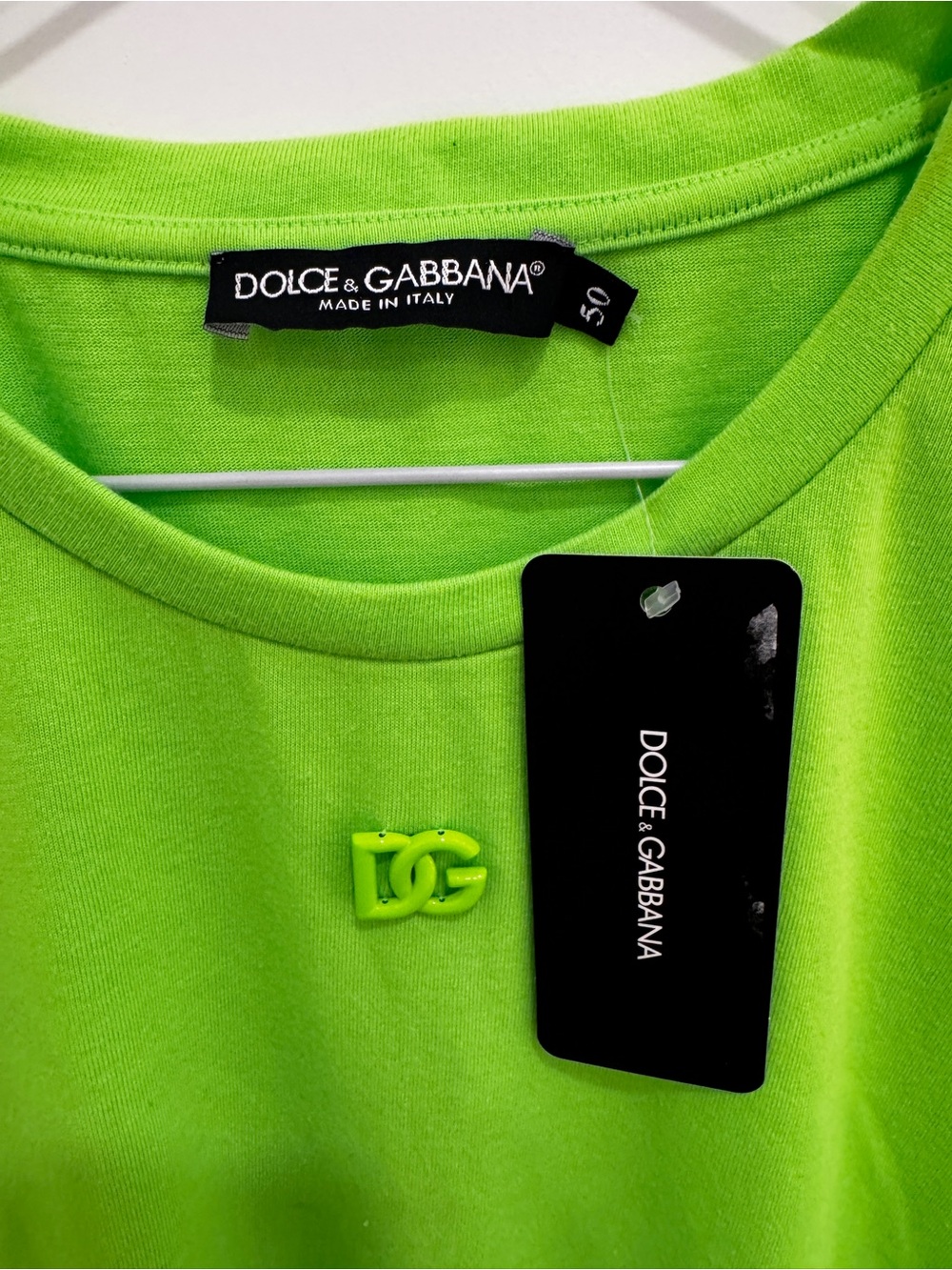 💯 authentic Dolce & Gabbana t-shirt Neon Green Logo Tee